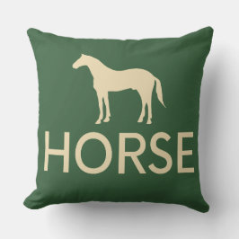 Reversible Dark Green & Cream Horse Equestrian Kudde