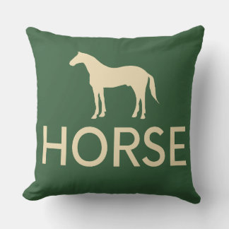 Reversible Dark Green & Cream Horse Equestrian Kudde