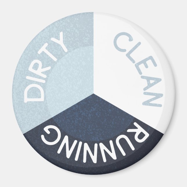 Reversible Dishwasher Navy Blue Clean Dirty Magnet (Framsidan)