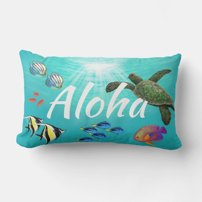Reversible för sköldpadda för hav för Molokini Lumbarkudde (Framsida)