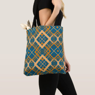 Reversible Geometric Diamond Pattern Teal Black  Tygkasse