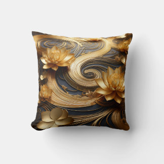 Reversible Guld Lotus Flower Pillow Kudde