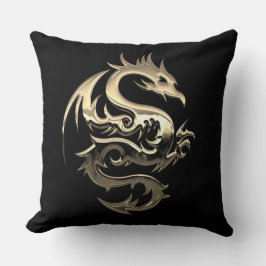Reversible Guld Metallic Dragon Kudde