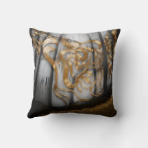 Reversible Guld & Snö Swirl Pillow