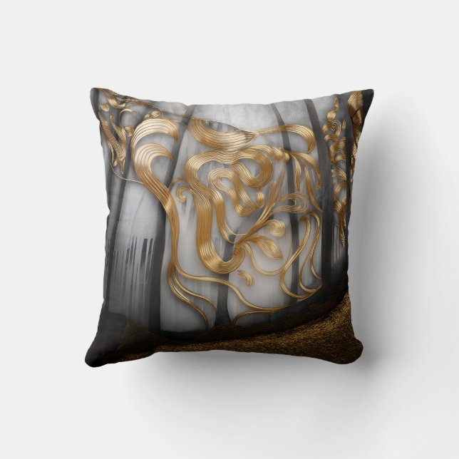 Reversible Guld & Snö Swirl Pillow Kudde (Baksida)