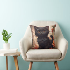 Reversible Kitten Pumpkin Autumn Fall Halloween Kudde