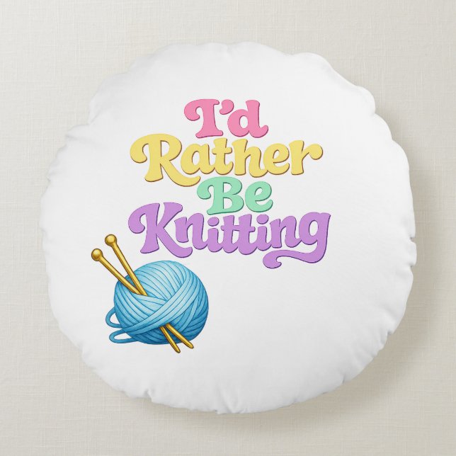 Reversible Knitting Crochet Round Pillow Rund Kudde (Framsidan)