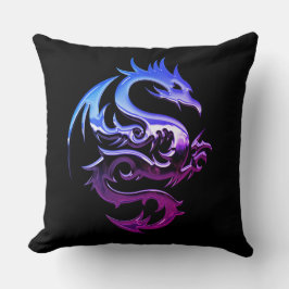 Reversible Lila Metallic Dragon Kudde