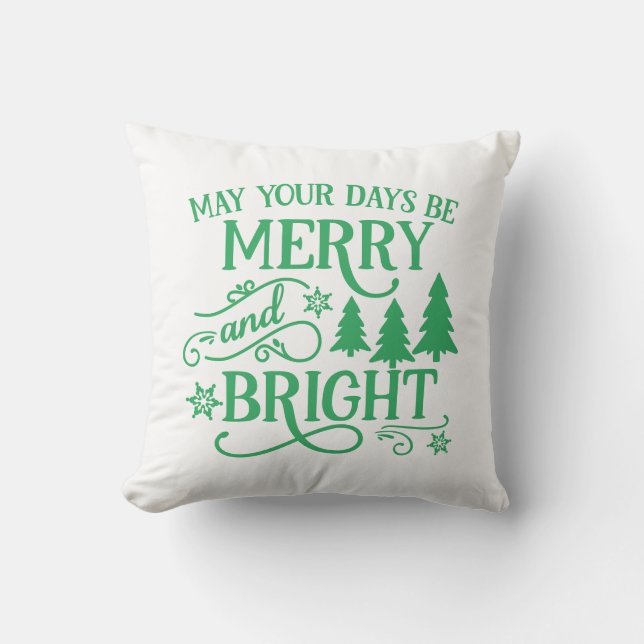 Reversible Merry & Bright Julgranar Kudde (Framsida)