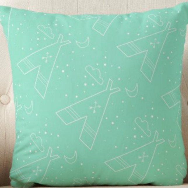 Reversible Mint Tribal Tepee Mönster Design Pillow Kudde (Skapare uppladdad)