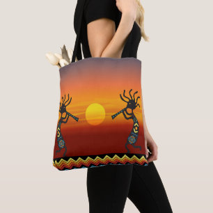 Reversible Native American Kokopelli Tote Bag Tygkasse