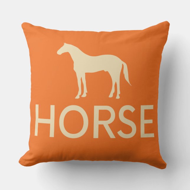 Reversible Orange & Cream Horse Equestrian Kudde (Framsida)