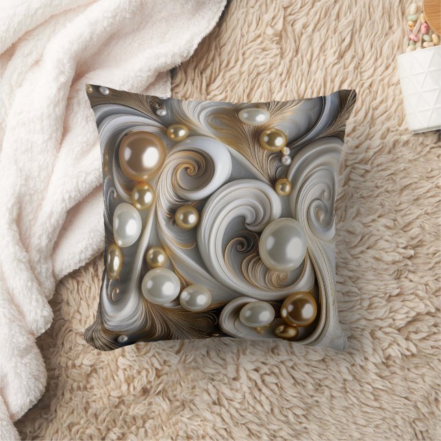 Reversible Pearl & Swirls Pillow Kudde (Filt)