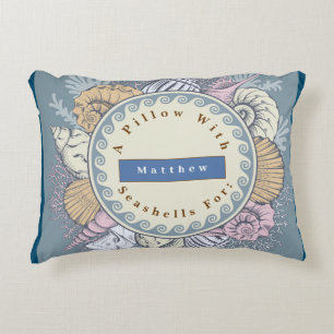 Reversible Personalize Seashells Blue Orange Prydnadskudde