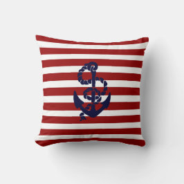 Reversible Red Blue Nautical Anchor Dekorativ kudd Kudde