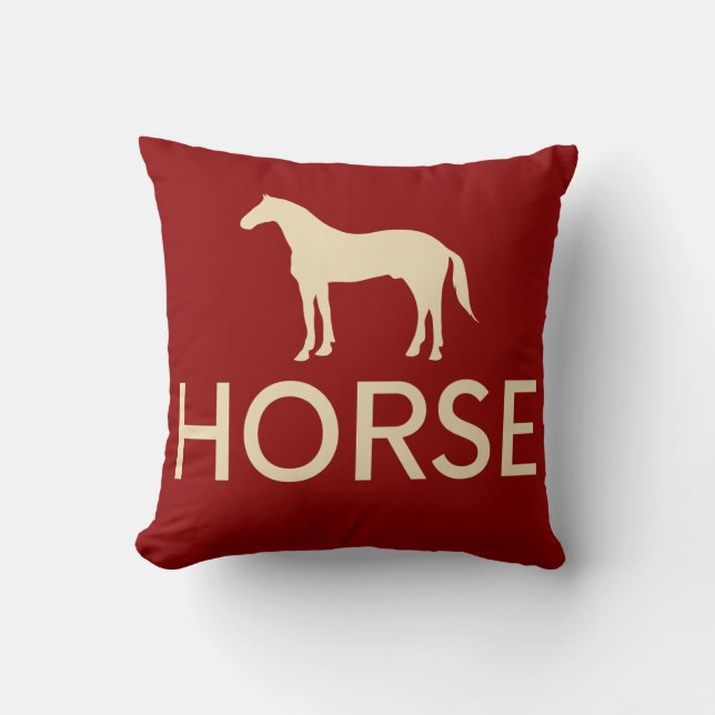 Reversible Red & Cream Horse Equestrian Kudde (Framsida)