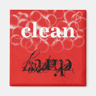 Reversible Red Dirty Clean Dishwasher Magnet