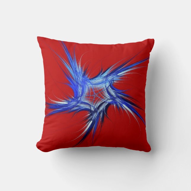 Reversible Red n Blu Patriotic Fractal Star Pillow Kudde (Framsida)