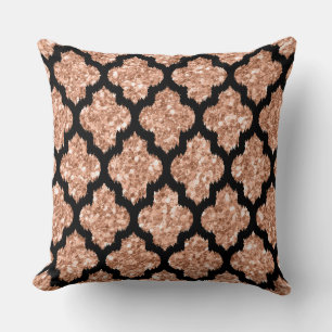 Reversible Ro Guld Glitter & Black Quatrefoil Kudde