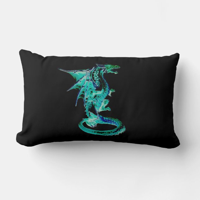 Reversible Sea Blue Dragon Lumbarkudde (Framsida)