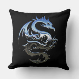 Reversible Silver Metallic Dragon Kudde