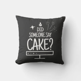 Reversible Typography Cake Lover Gift Black White Kudde