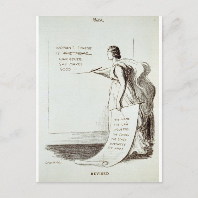 Reviderad kvinnosfär vykort (Framsida)
