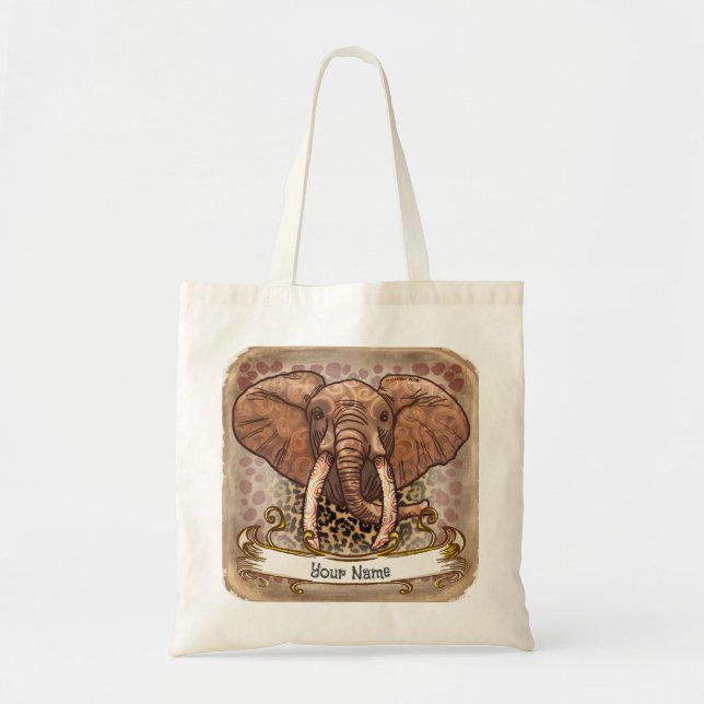 Reviderad seia afrika Tribal Elephant to te bag Tygkasse (Framsidan)