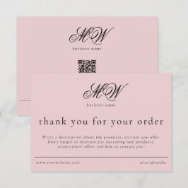 Review Order Packaging Insert Script Monogram Pink Tack Kort