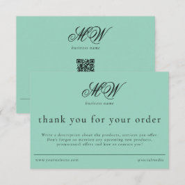 Review Order Packaging Insert Script Monogram Teal Tack Kort