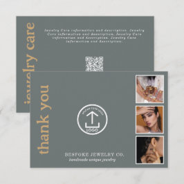 Review Thank You Jewelry Care Card Order Insert Tack Kort