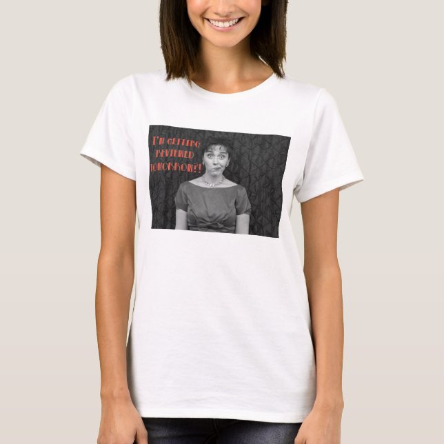 "Reviewd i morgon? "t-skjorta Tee (Framsida)