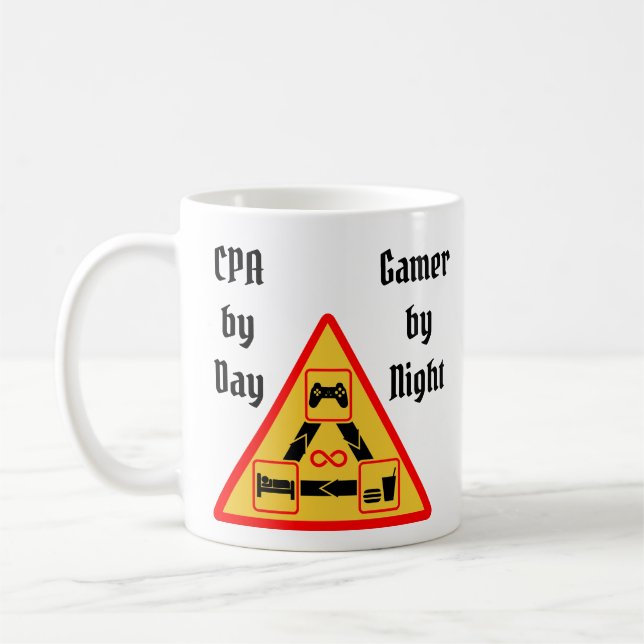 Revisor på dagtid, Gamer på nattetid Kaffemugg (Vänster)