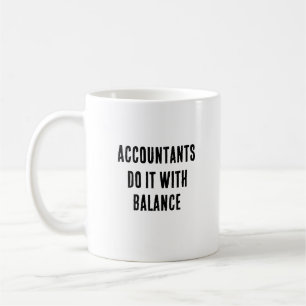 Revisorer gör det med balans kaffemugg