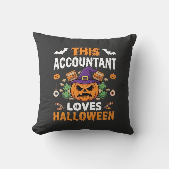 Revisorn älskar halloweenpumpa bokhållare Desi Kudde (Framsida)