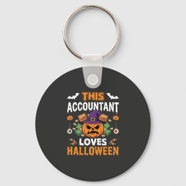 Revisorn älskar halloweenpumpa bokhållare Desi Nyckelring (Framsida)