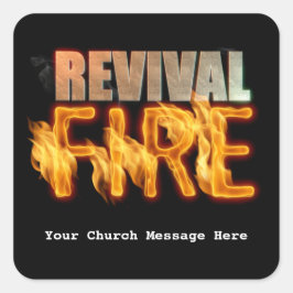 Revival fire kyrka uppsökande verksamhet typografi fyrkantigt klistermärke