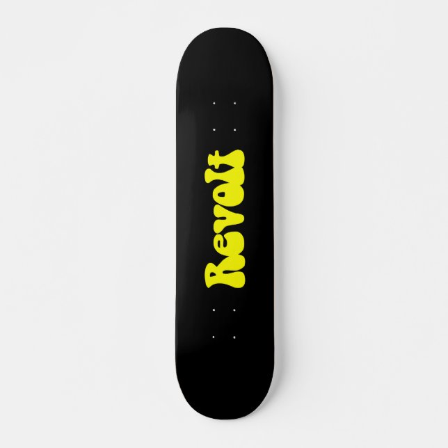 Revolt - Gult på svart Mini Skateboard Bräda 18,7 Cm (Framsida)
