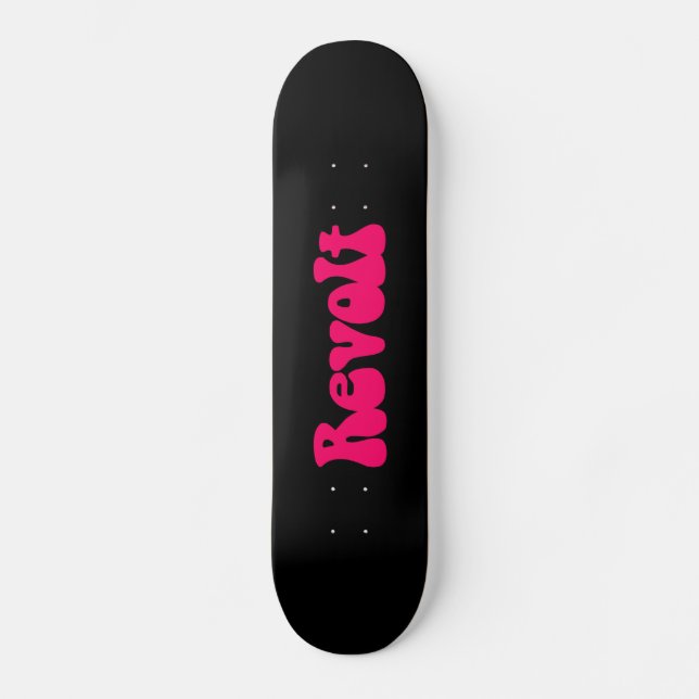 Revolt - Neon Red on Black Old School Skateboard Bräda 21,6 Cm (Framsida)