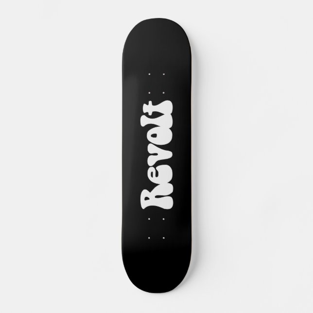 Revolt - vit på svart skateboard bräda 21,5 cm (Framsida)