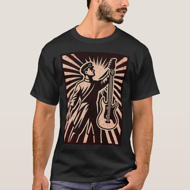 Revolution Rock - Grunge Gitarr Propaganda Affisch T Shirt (Framsida)