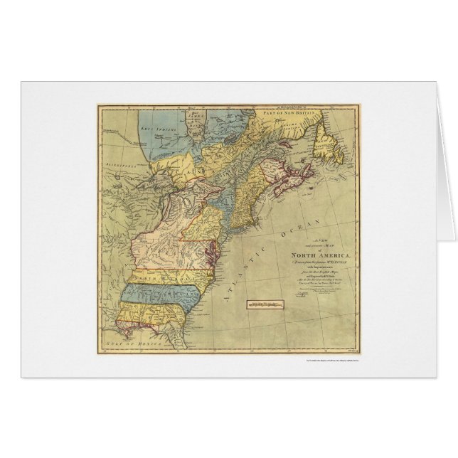 Revolutionär Amerika karta 1771 Hälsningskort (Framsidan Horizontal)
