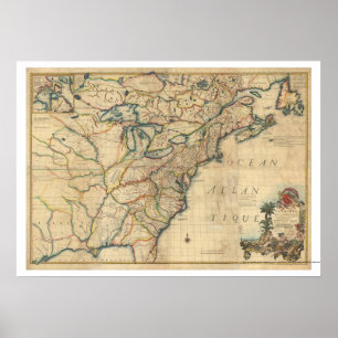 Revolutionär Amerika karta - 1777 Poster