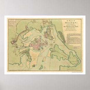 Revolutionär Boston karta 1776 Poster