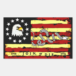 Revolutionär flagga för amerikan! rektangulärt klistermärke