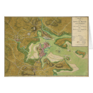Revolutionär krigkarta av den Boston hamnen 1776 Hälsningskort