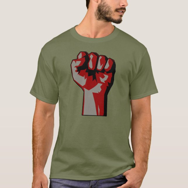 Revolutionär lyftt näveprotestT-tröja T-shirt (Framsida)