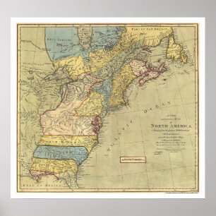 Revolutionary America Karta 1771 Poster