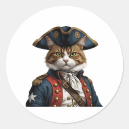 Revolutionary Catitude - 4:e juli Cat Sticker Runt Klistermärke