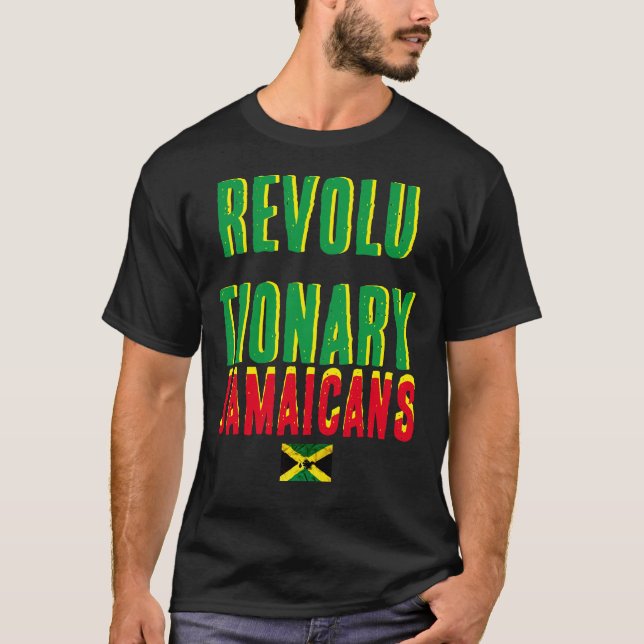 REVOLUTIONARY JAMAICANS Basic Mörk T-Shirt (Framsida)